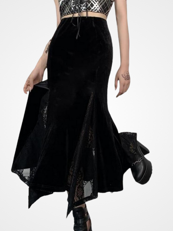 Gothic Fairycore Grunge Lace Patchwork Skirts-ovniki