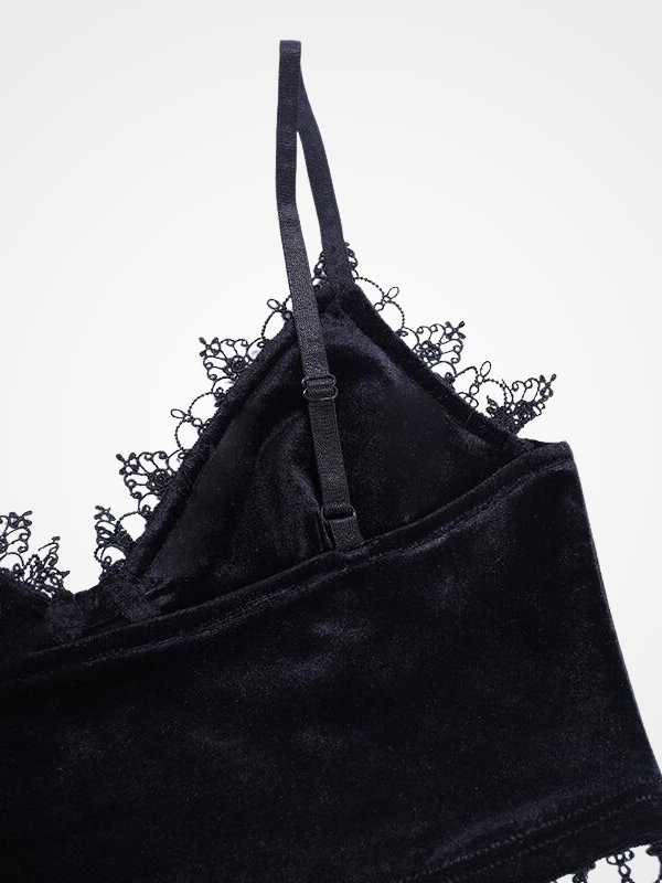 Gothic Black Harajuku Lace Crop Top- ovniki