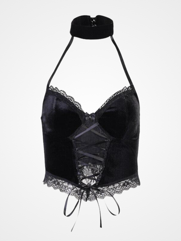 Sexy Lace Crosku Retro Mini Vest Crop Tops - ovniki