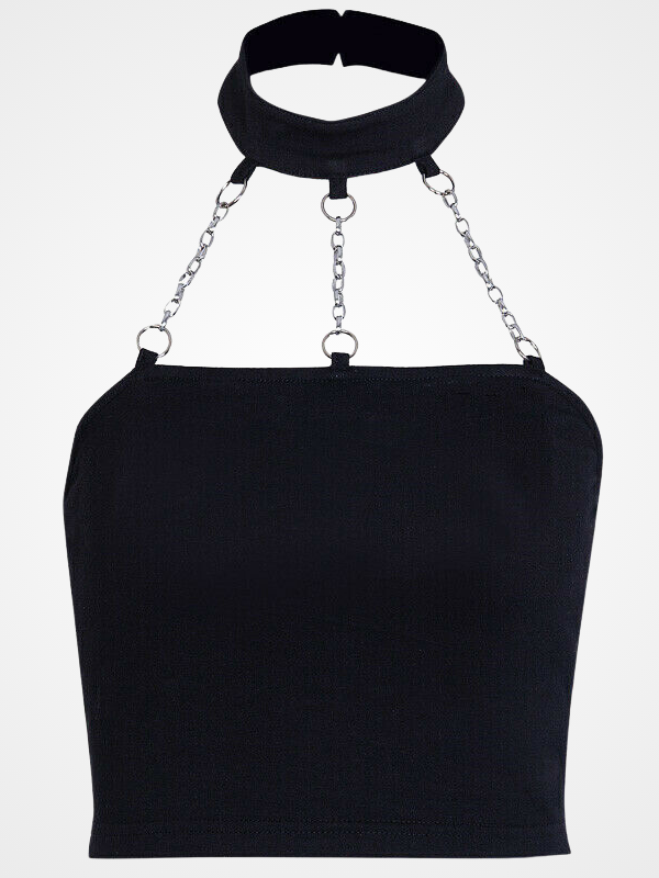 Sexy Metal Chain Halter Neck Crop Tops - ovniki