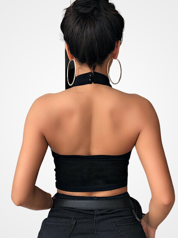 Sexy Metal Chain Halter Neck Crop Tops - ovniki
