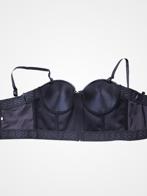 Women Sexy Leather Black Clubwear Crop Top - ovniki