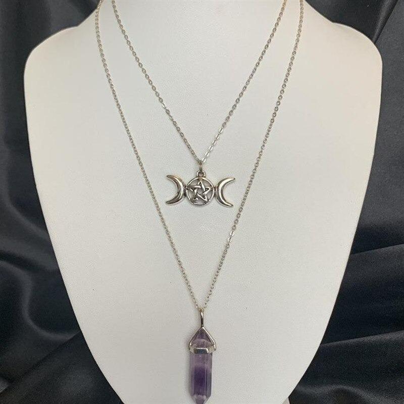 Necklace Triple Moon Goddess Stone - Ovniki