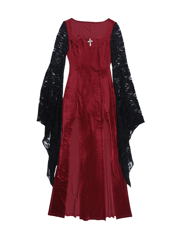 Vampire Bell Sleeve Slit Dress – Ovniki Vampire Bell Sleeve Slit Dress – Ovniki