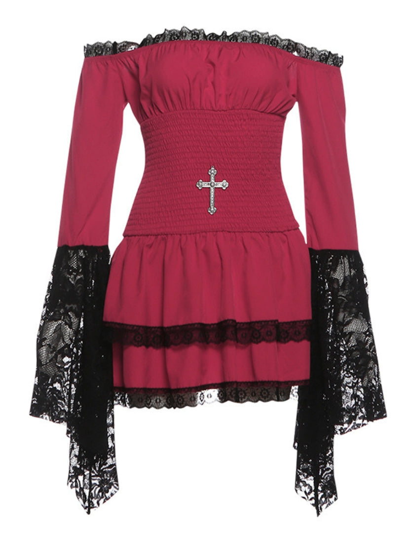 Flared Sleeve Mini Dress