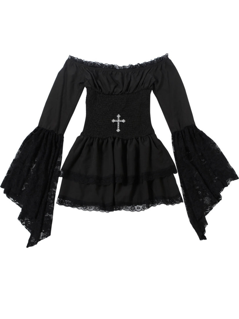 Flared Sleeve Mini Dress