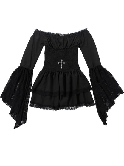 Flared Sleeve Mini Dress