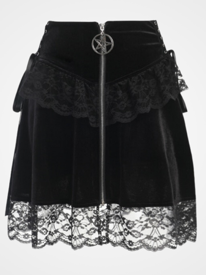 Black A-Line Slim Mini Short Lace Skirts - ovniki