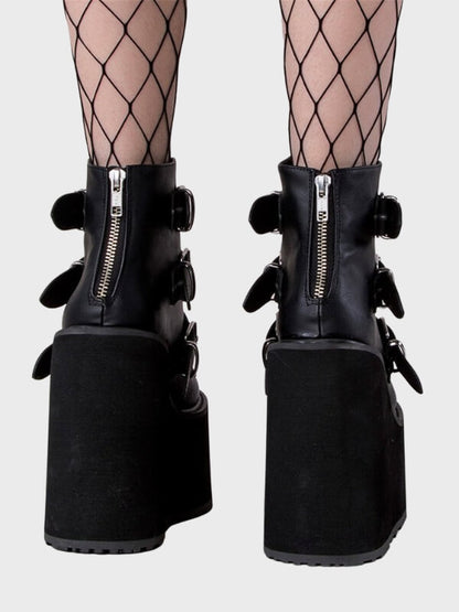 Women's Gothic High Heels Buckle Ankle Boots - ovniki