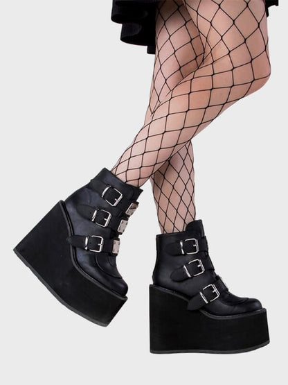 Women's Gothic High Heels Buckle Ankle Boots - ovniki