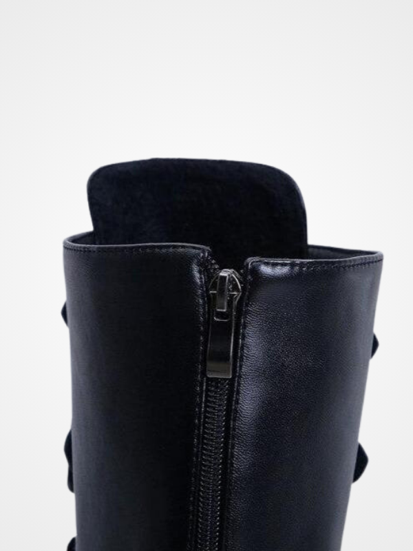 Gothic Punk Metal Buckle Platform Knee High Boots - ovniki