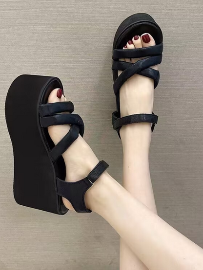 Goth Cosplay Slippers Wedges High Heels Shoes - ovniki