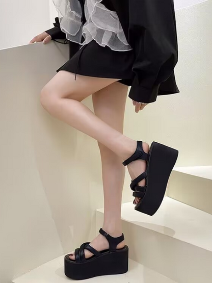 Goth Cosplay Slippers Wedges High Heels Shoes - ovniki