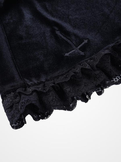Goth Cross Vintage Black Lace Trim Mini Skirt - ovniki