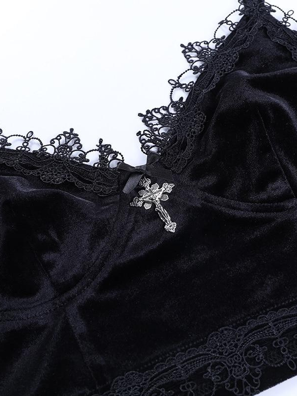 Gothic Black Harajuku Lace Crop Top- ovniki