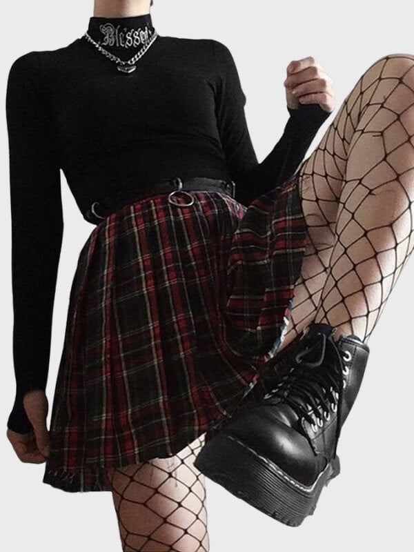Gothic Black Bodycon Long Sleeve Crop Tops - ovniki