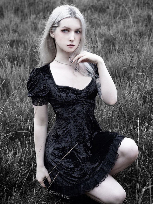 Gothic Black Square Collar Corset Mini Dress_ovniki