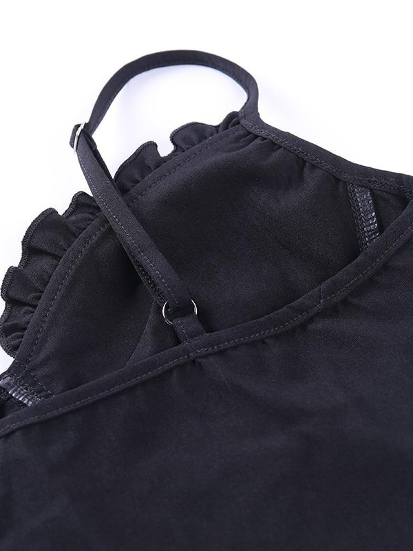 Gothic Bustier Bandage Corset Backless Ruffle Strap Top - ovniki