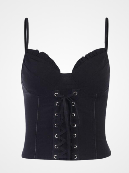Gothic Bustier Bandage Corset Backless Ruffle Strap Top - ovniki
