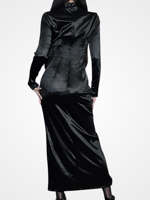 Gothic Dragon Cheongsam Embroidered Long Dress_ovniki