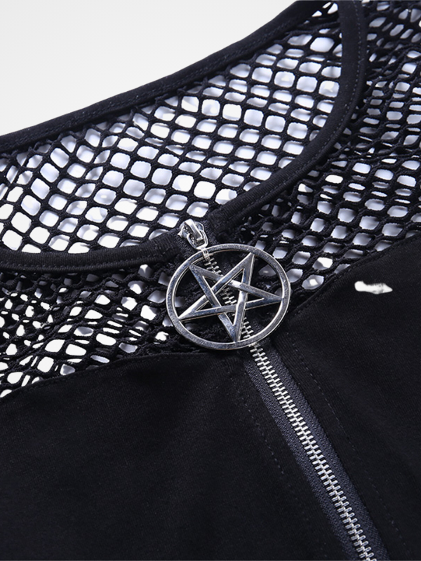 Gothic Fishnet Patchwork Mesh Tops- ovniki