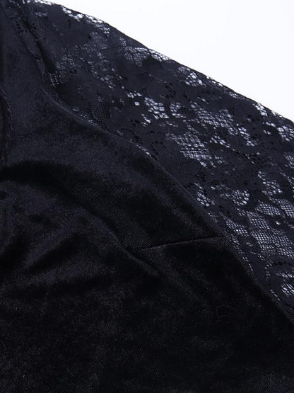 Gothic Lace Flare Sleeve Crop Top - ovniki