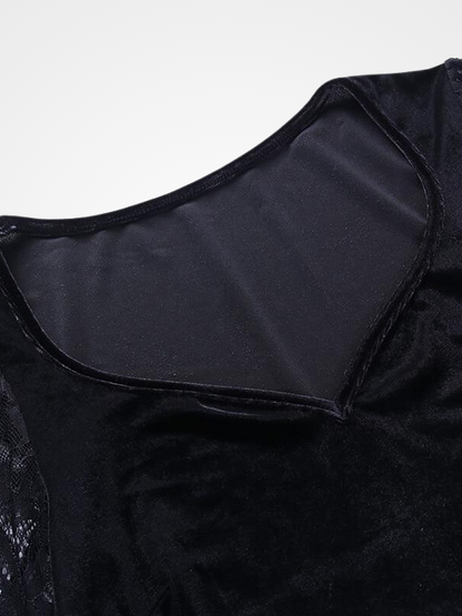 Gothic Lace Flare Sleeve Crop Top - ovniki