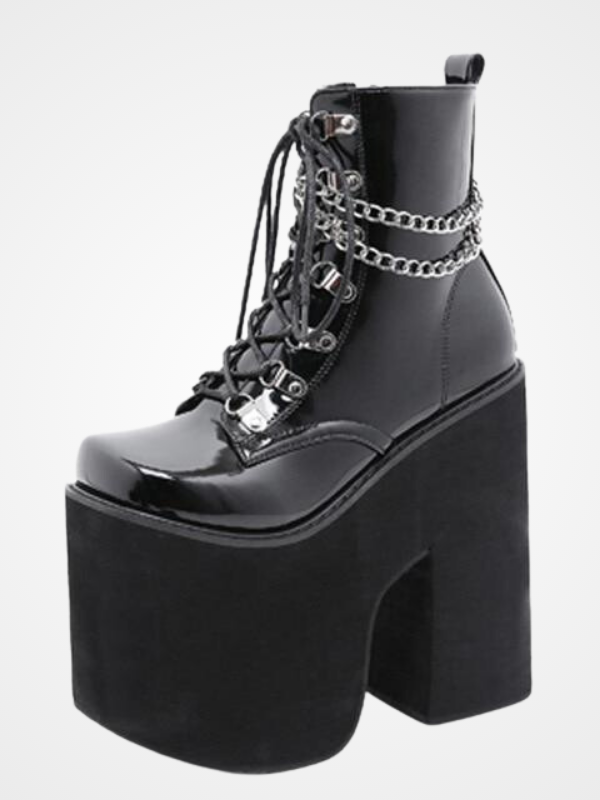 Gothic Punk High Platforms Ankle Chained Boots - ovniki