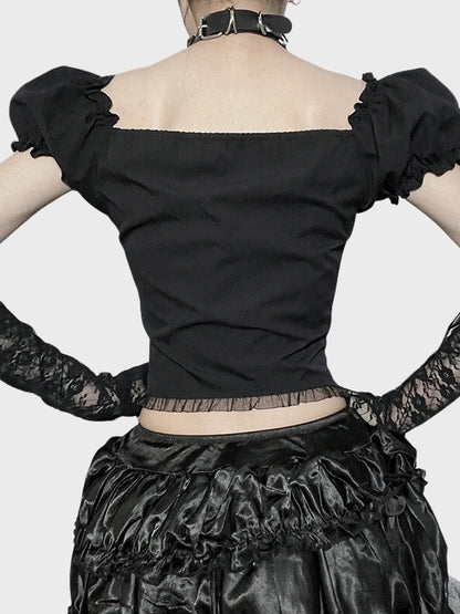 Gothic Off Shoulder Lace Up Bandage Tops - ovniki