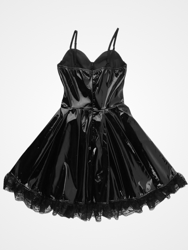 Gothic Pu Grunge Lace Up Mini Dress_ovniki