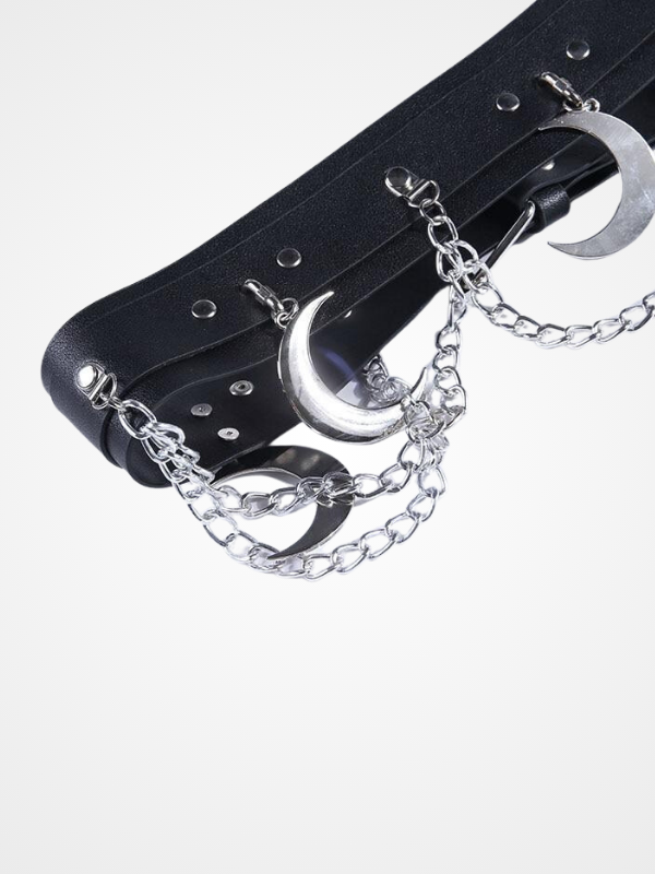 Gothic Punk Leather Waist Chain Body Belt_ovniki