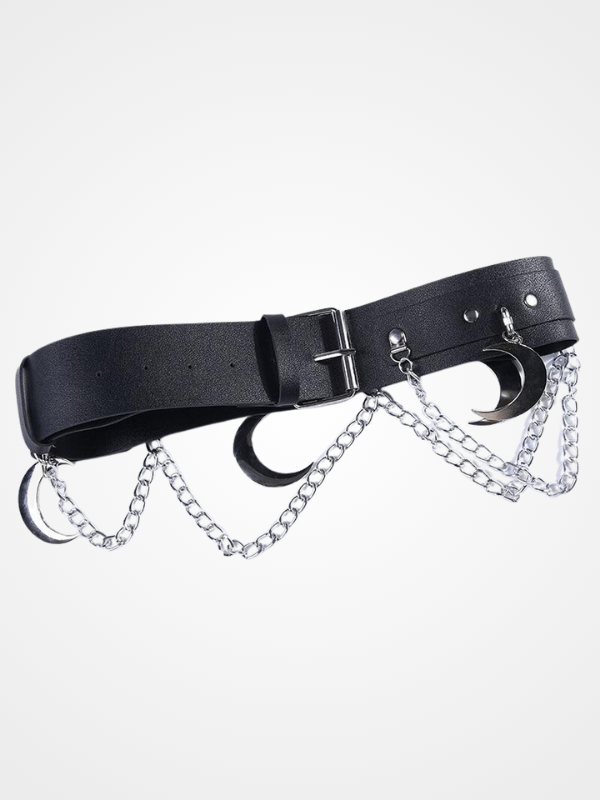 Gothic Punk Leather Waist Chain Body Belt_ovniki
