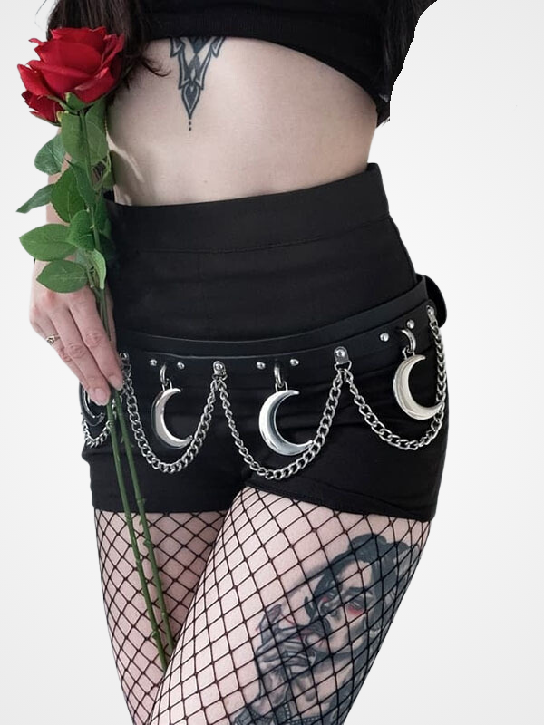 Gothic Punk Leather Waist Chain Body Belt_ovniki