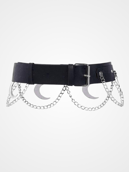 Gothic Punk Leather Waist Chain Body Belt_ovniki