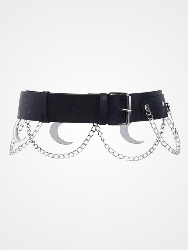 Gothic Punk Leather Waist Chain Body Belt_ovniki