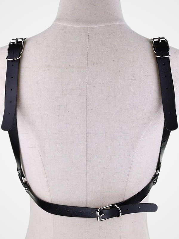 Gothic Punk Pu Bra Leather Chain Harness Belt_ovniki