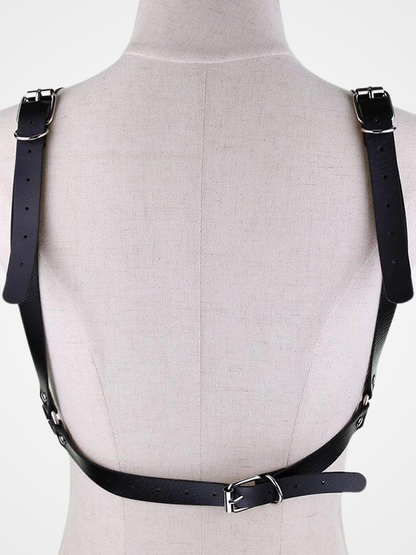 Gothic Punk Pu Bra Leather Chain Harness Belt_ovniki