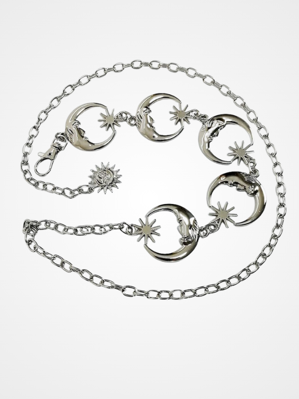 Gothic Punk Star and Moon shaped Casual Chain Belt_ovniki