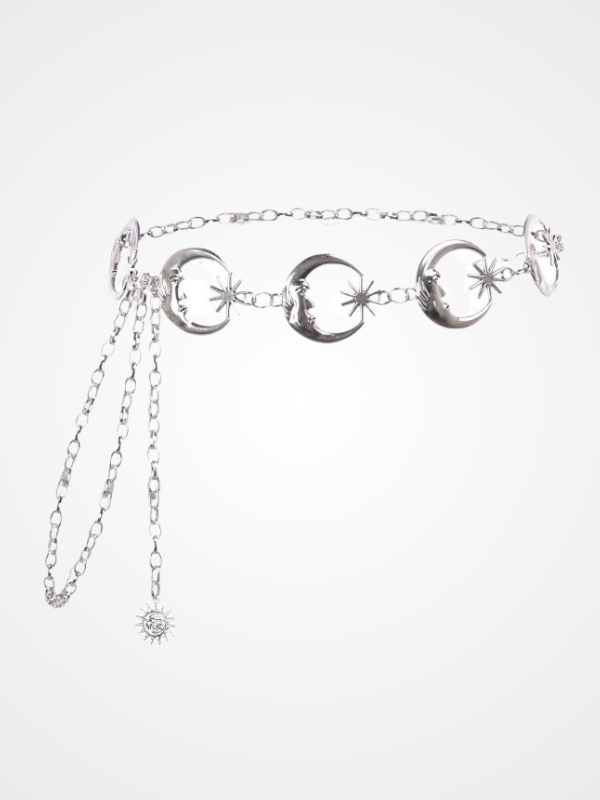 Gothic Punk Star and Moon shaped Casual Chain Belt_ovniki
