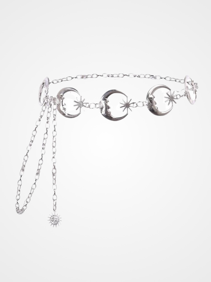 Gothic Punk Star and Moon shaped Casual Chain Belt_ovniki