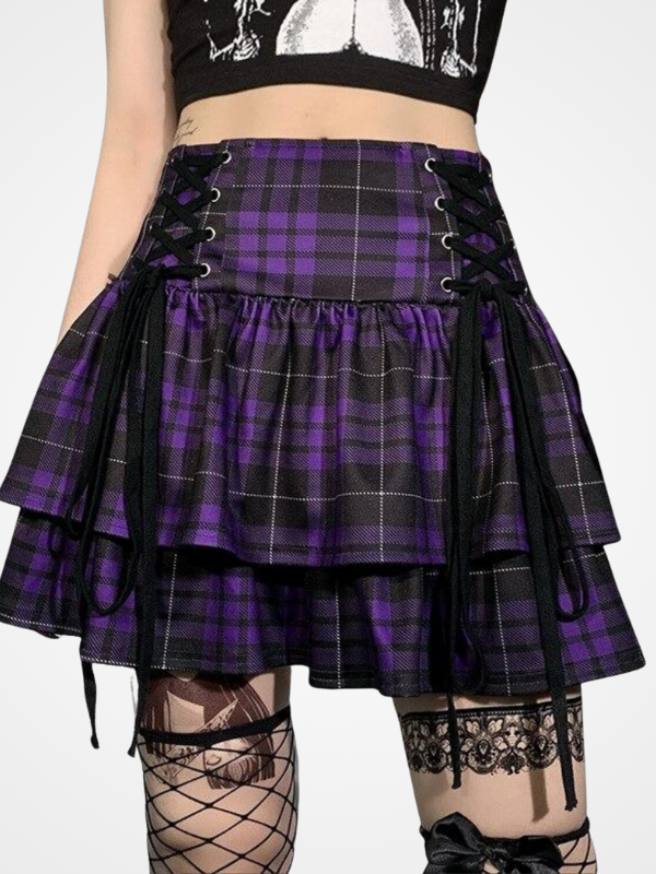 Gothic Vintage Bandage Plaid Pleated Skirts- ovniki