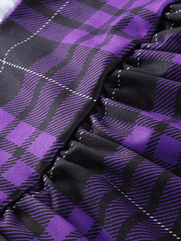 Gothic Vintage Bandage Plaid Pleated Skirts- ovniki
