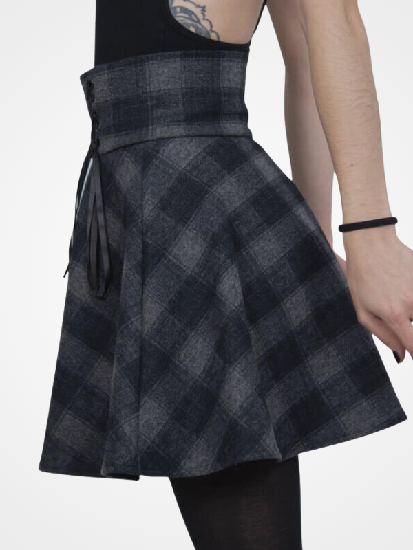 Gray Plaid Gothic High Waist Short Skirts- ovniki