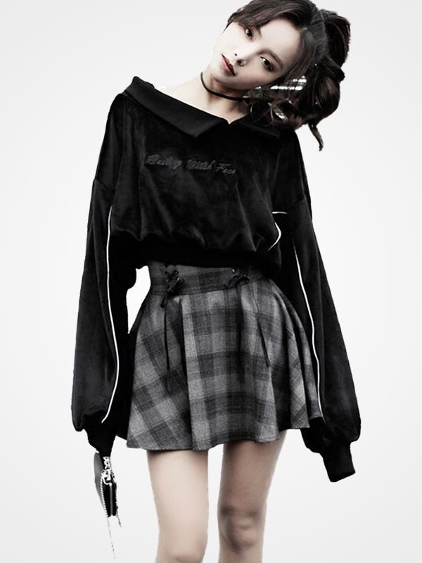 Gray Plaid Gothic High Waist Short Skirts- ovniki