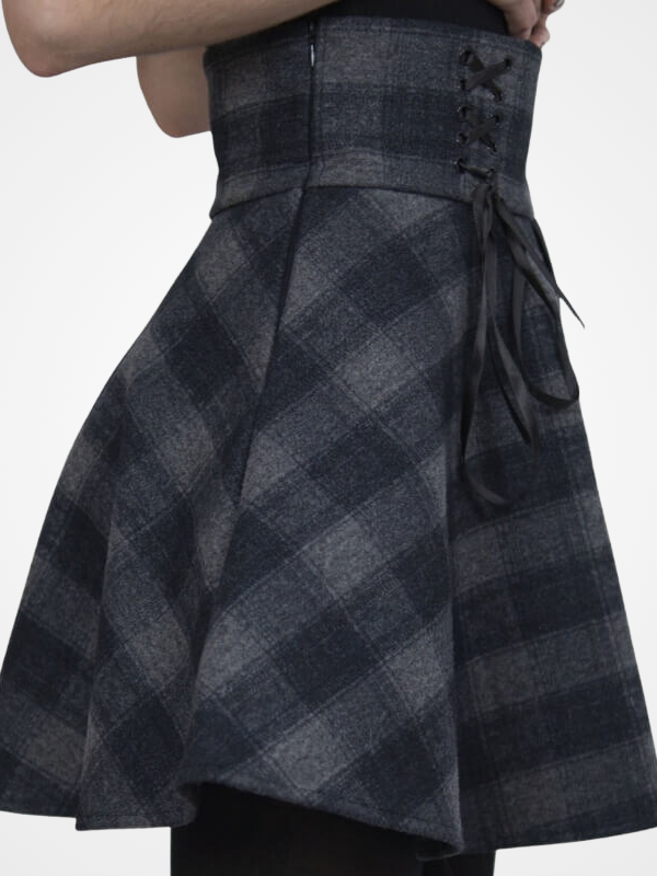 Gray Plaid Gothic High Waist Short Skirts- ovniki