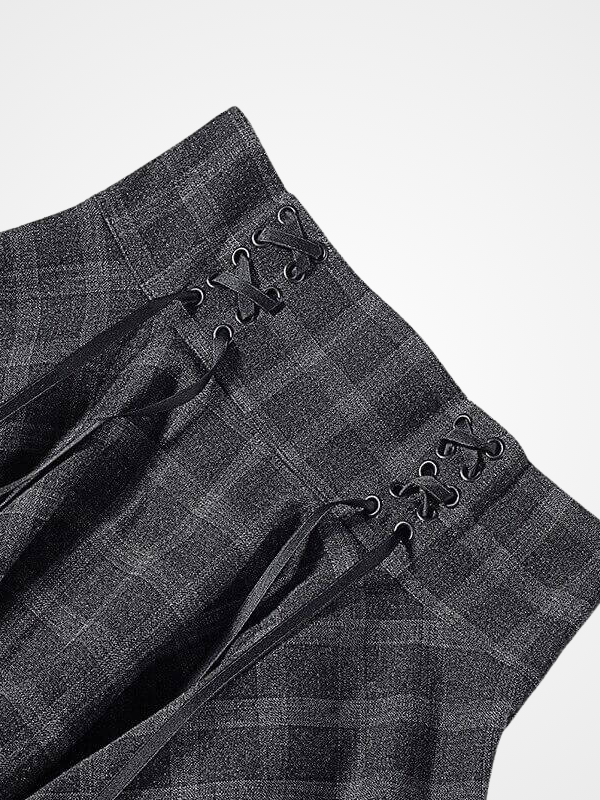 Gray Plaid Gothic High Waist Short Skirts- ovniki