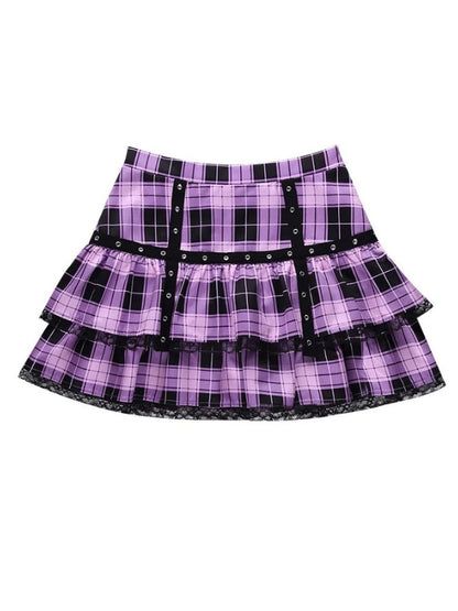 Purple Plaid Mini Skirt