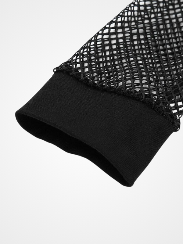 Sexy Black Hollow Out Mesh Skinny Crop Top - ovniki