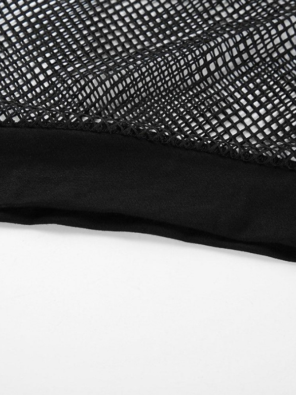 Sexy Black Hollow Out Mesh Skinny Crop Top - ovniki