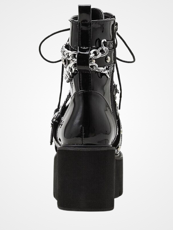 Sexy Punk Style Chain Buckle Strap Ankle Boots - ovniki
